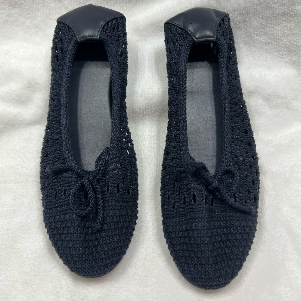 Polo Ralph Lauren Crochet Ballet Flats Navy Blue size 5.5 Made in Spain